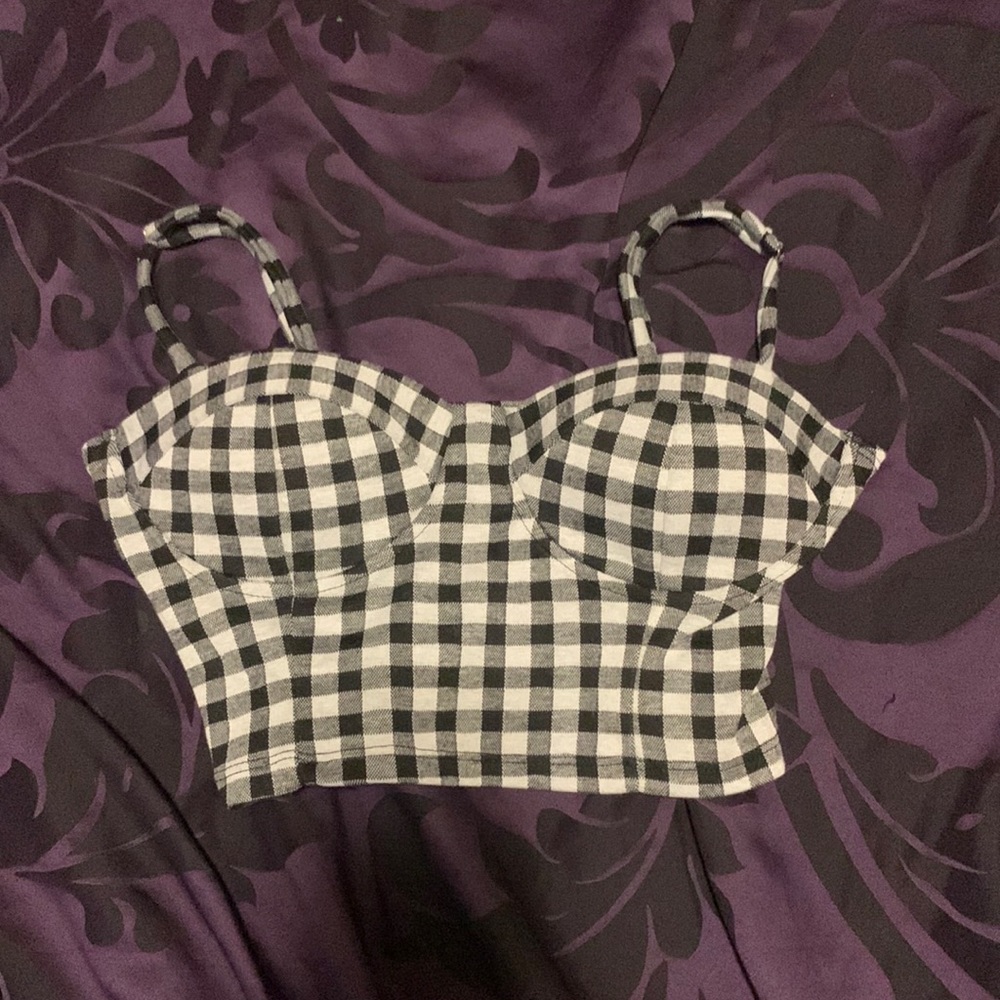 size s checkered crop top/bralette